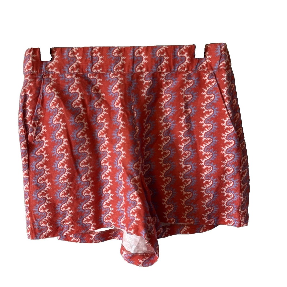 Tuckernuck Coral Orange Linen Blend Side Zip Chino Shorts Women's Size Small